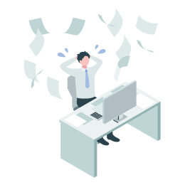 タスクが多く、頭を抱えるアイコン